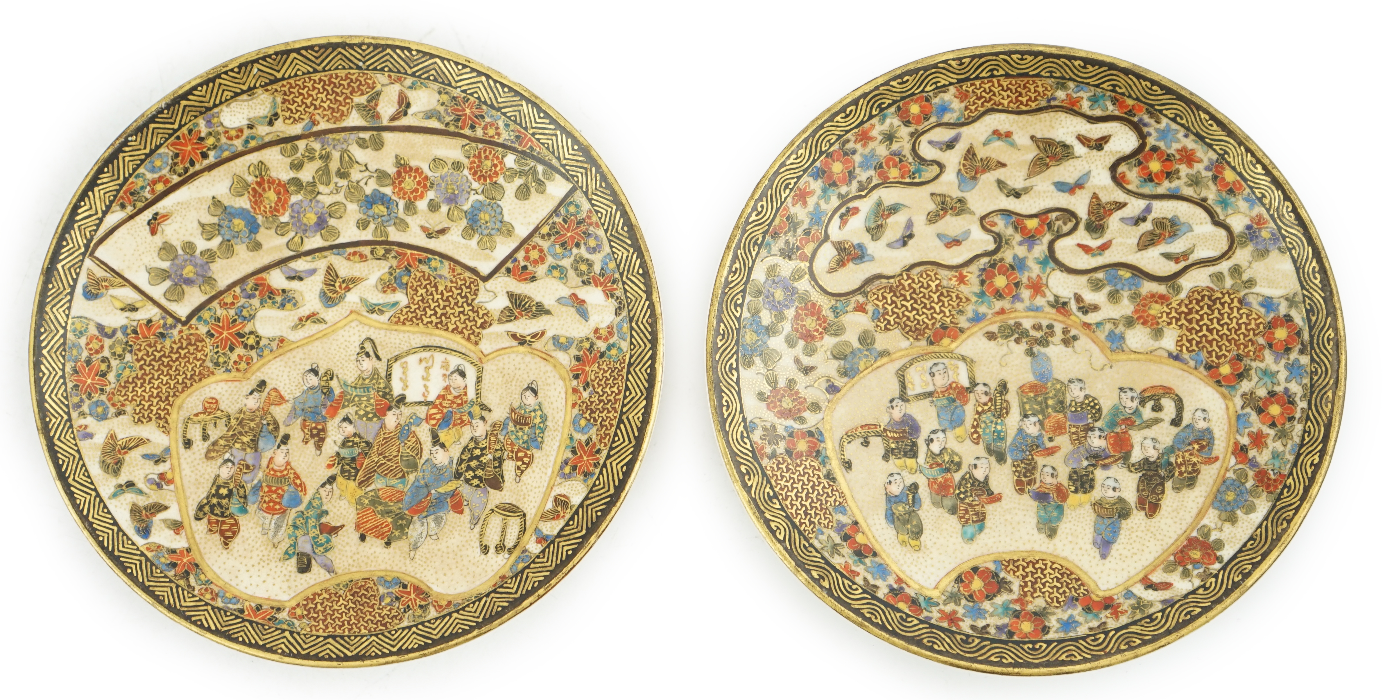 A pair of Japanese Satsuma small dishes, by Kinkozan, early 20th century